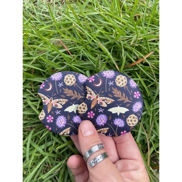 Purple Fall Moth Neoprene Car Coaster 2 Pack - Picture 2 of 8